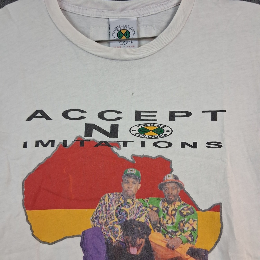 Cross Colours Accept No Imitations Africa Graphic T-Shirt White Small - Picture 4 of 10